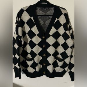 HYFVE Black and Cream Checkered Cardigan